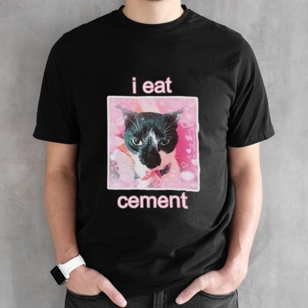 I Eat Cement Cat Funny Graphic Retro Unisex T-Shirt